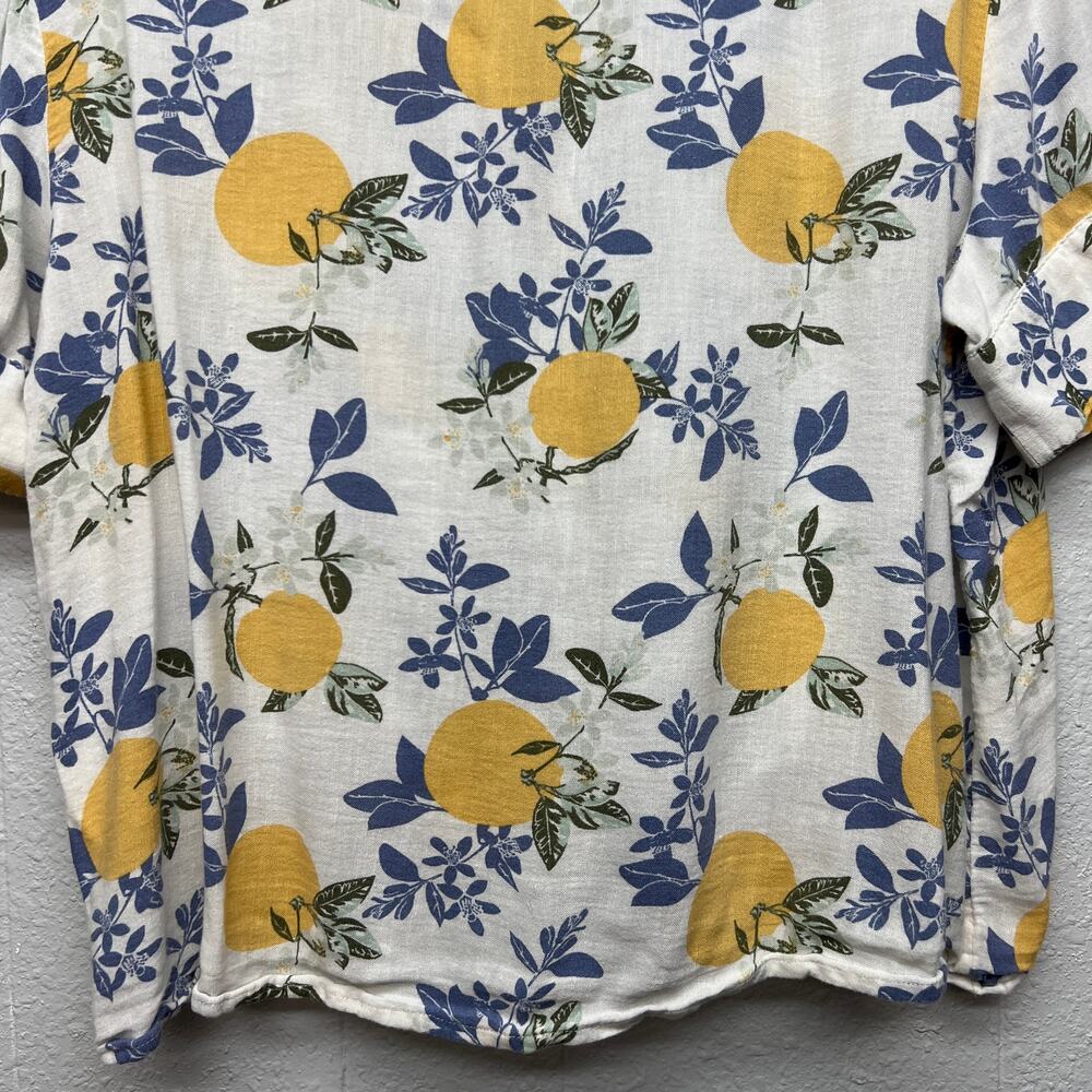 Dip Lemon Floral Printed Button Tie Front Shirt Women Large Beachy Boho Coastal - Picture 10 of 13